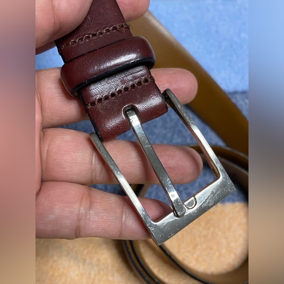MEN’S WEARHOUSE Chestnut Brown Leather Belt - Picture 2 of 6